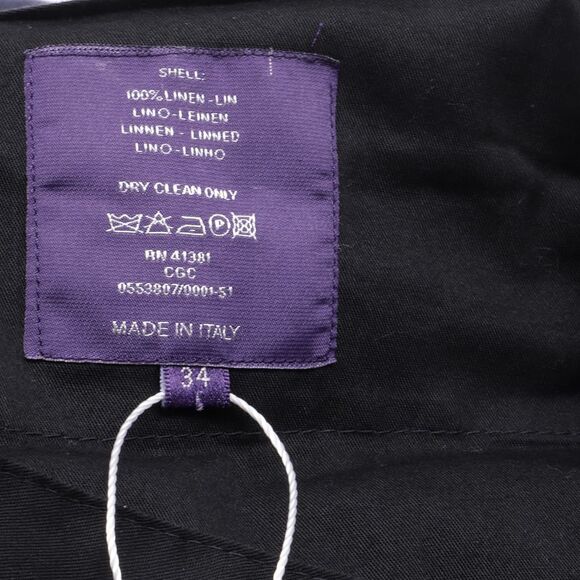 Ralph Lauren Mid-Waist Cropped Trousers in Navy Blue Linen
